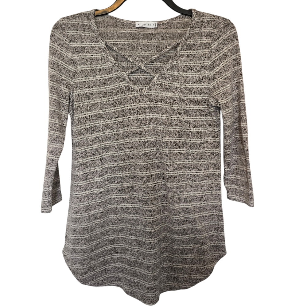 3/$15 Emory Park Gray Striped Shirt Size Small